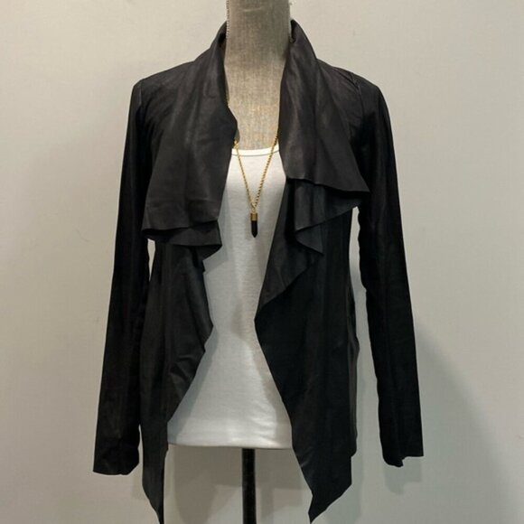 MACKAGE Noelia Leather Waterfall Jacket XXS Lambskin Coat Wrap Style Black - Picture 3 of 16